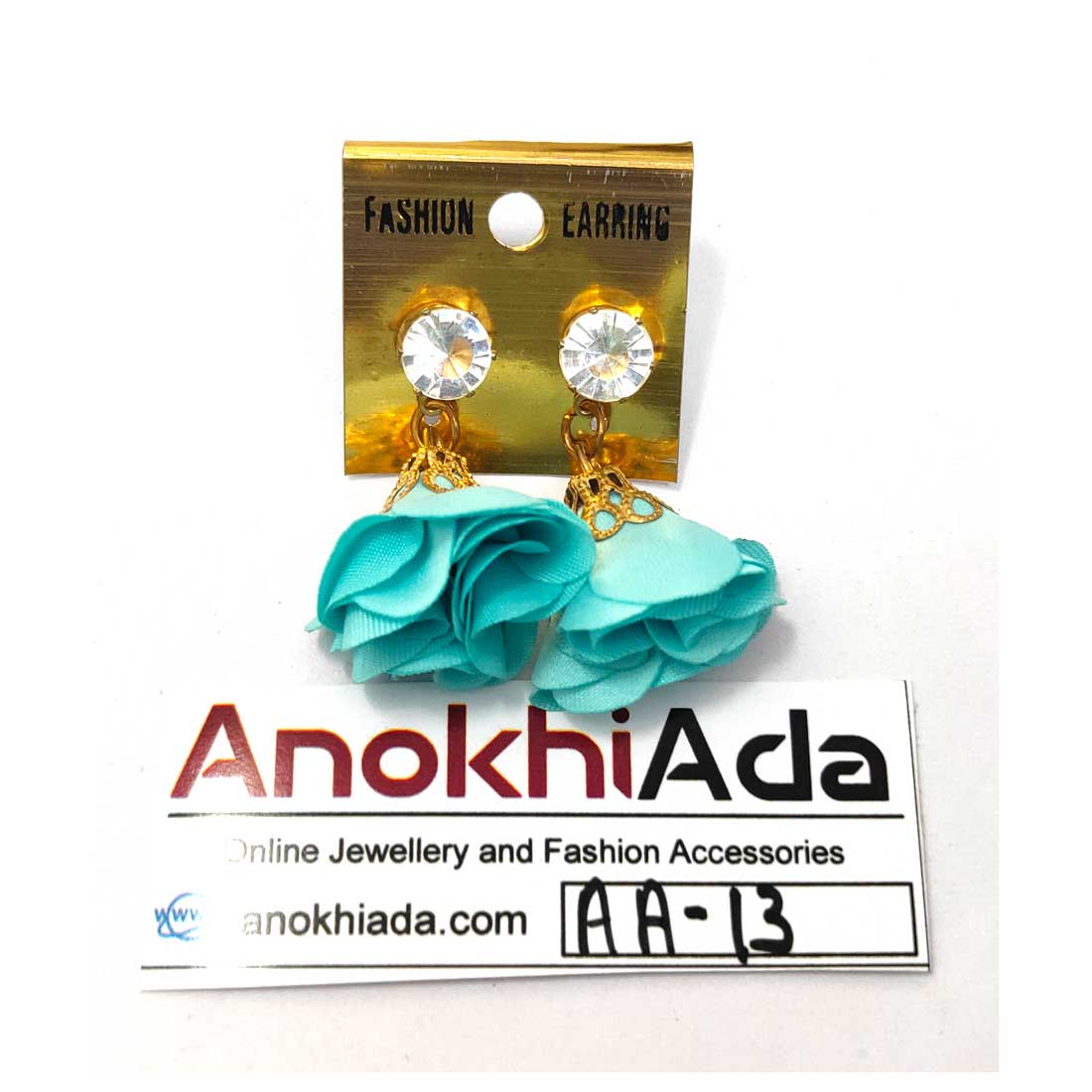 Anokhi Ada Metal Drop Earrings for Girls and Women (Teal Blue)-AA-13