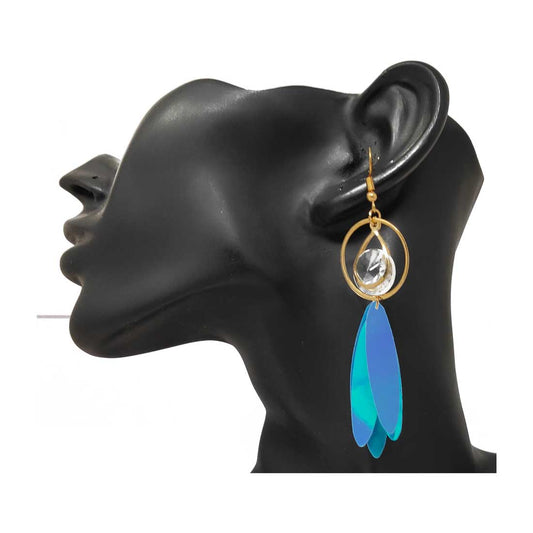 Anokhi Ada Metal Drop and Dangle Earrings for Girls and Women (Sky Blue and Golden)-AC-03