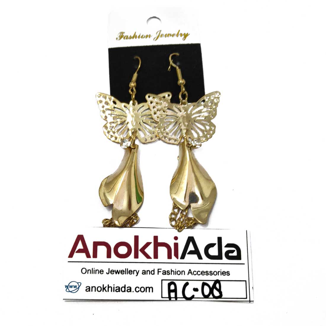 Anokhi Ada Metal Drop and Dangle Earrings for Girls and Women (Golden)-AC-08