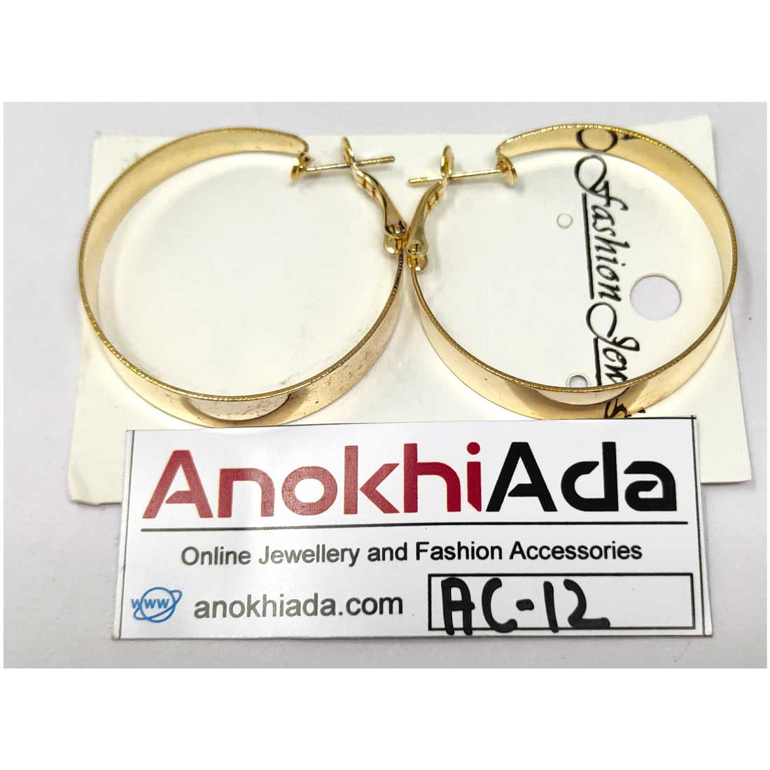 Anokhi Ada Metal Hoops Earrings for Girls and Women (Golden)-AC-12