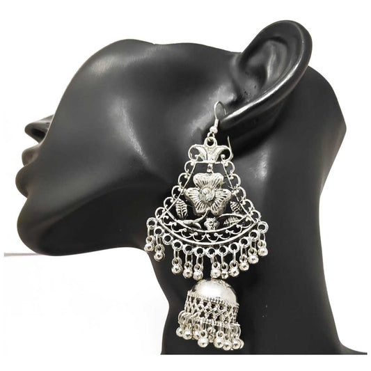 Anokhi Ada Metal Drop and Dangle Earrings for Girls and Women (Silver)-AC-16