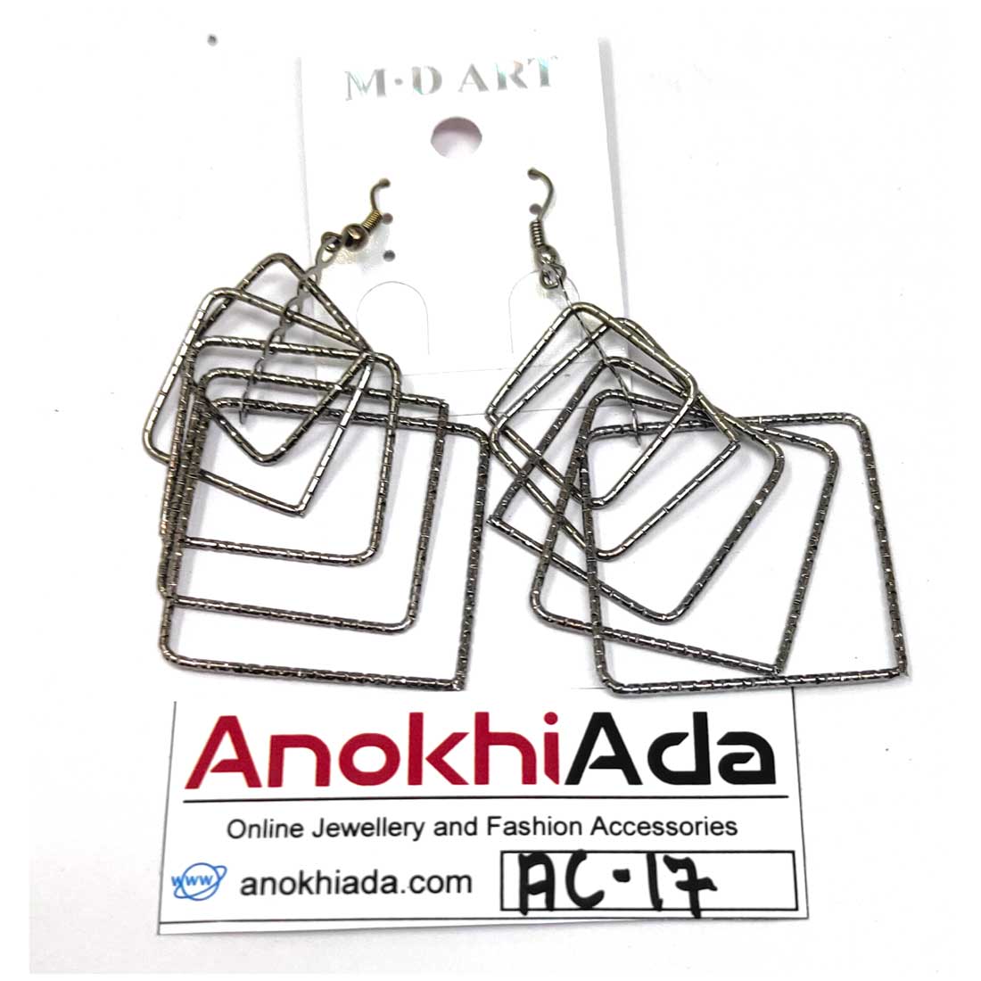 Anokhi Ada Metal Drop and Dangle Earrings for Girls and Women (Silver)-AC-17