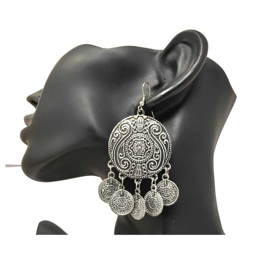 Anokhi Ada Metal Drop and Dangle Earrings for Girls and Women (Silver)-AC-21