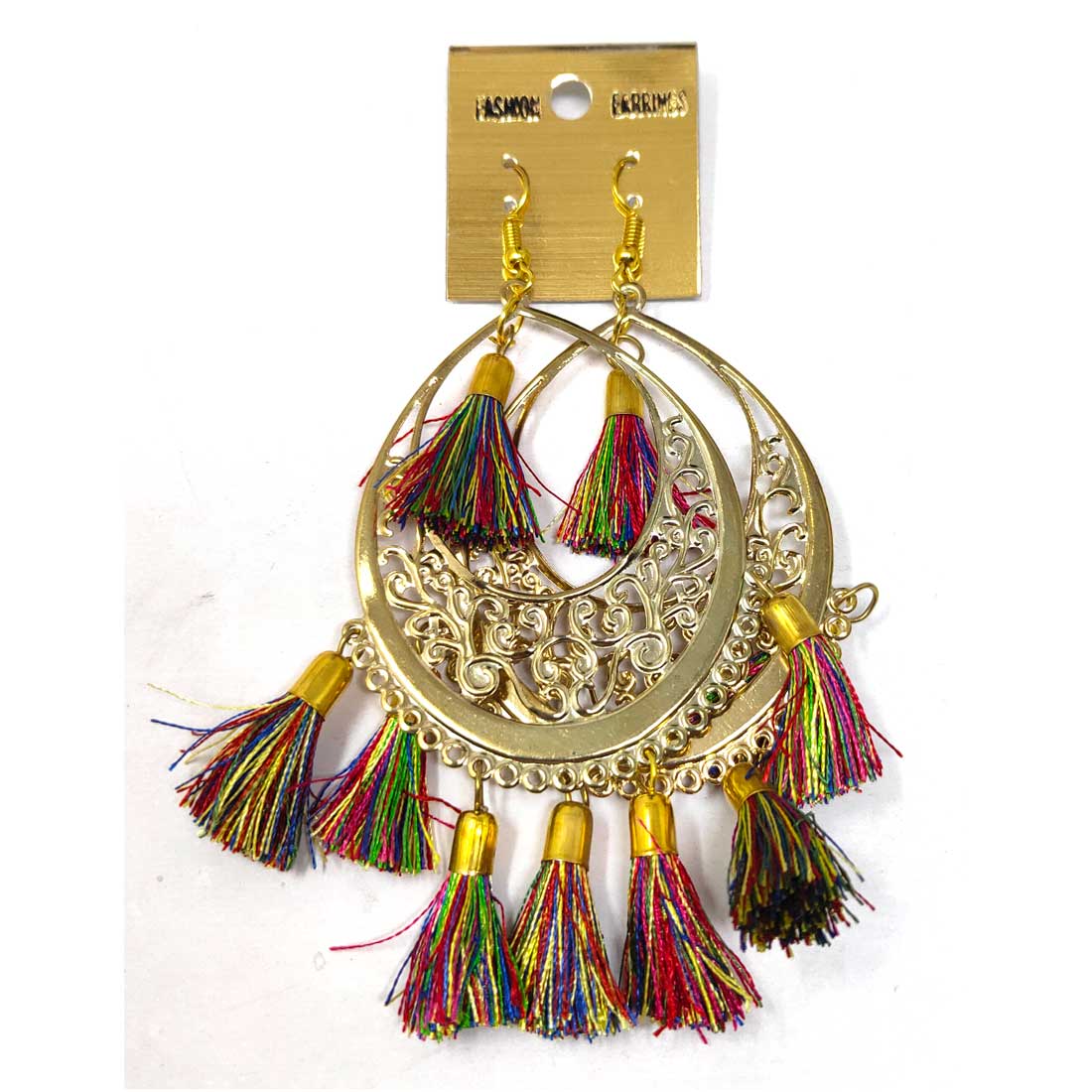 Anokhi Ada Metal Dangle with Tassel Earrings for Girls and Women (Golden and Multicolour)-AD-03