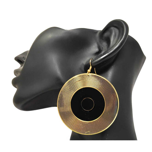 Anokhi Ada Metal Dangle  Earrings for Girls and Women (Golden and Black)-AD-04
