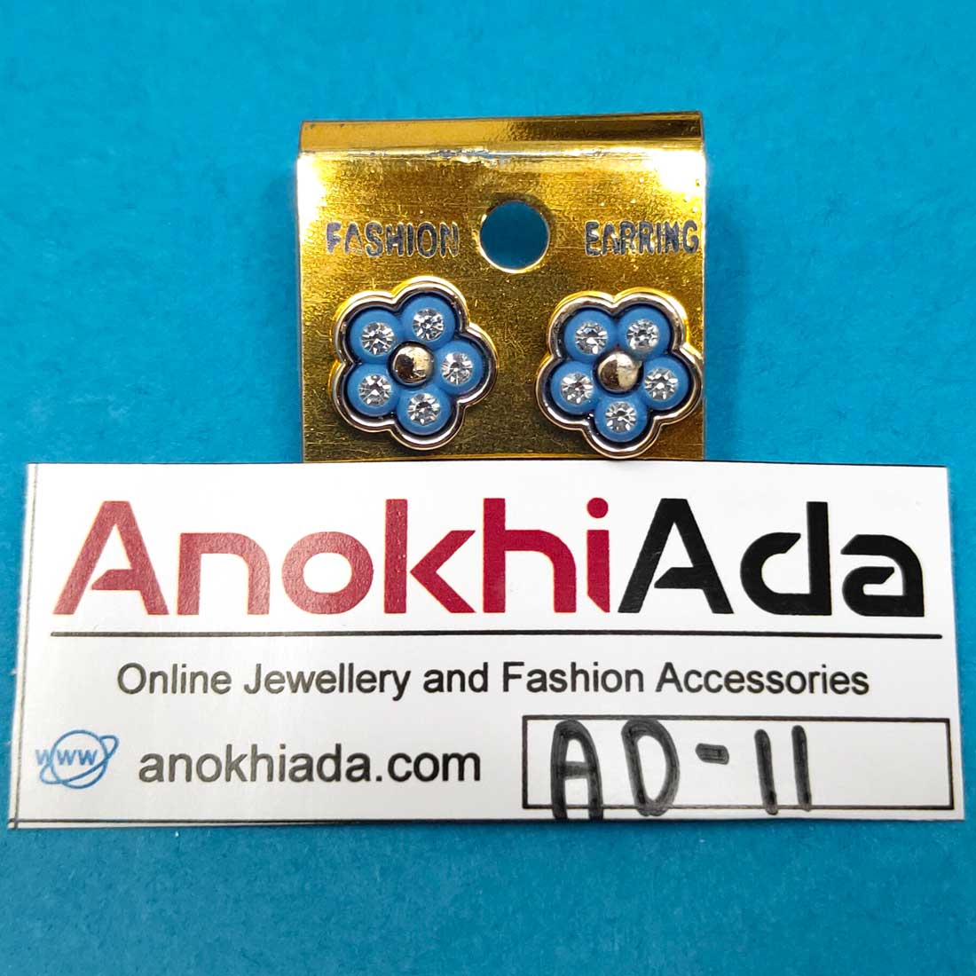 Anokhi Ada Metal Studs Earrings for Girls and Women (Blue )-AD-11