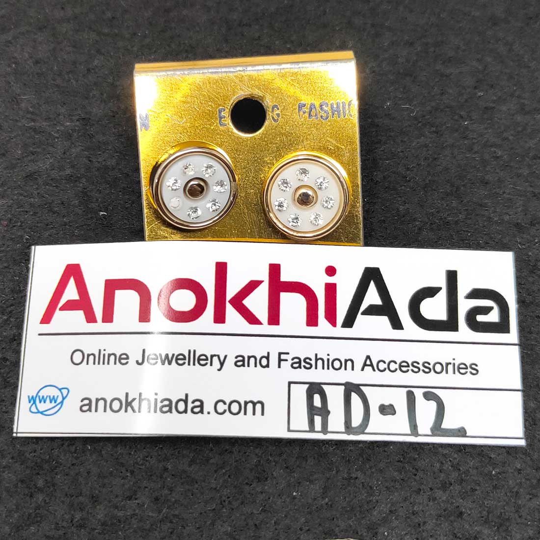 Anokhi Ada Metal Studs Earrings for Girls and Women (White)-AD-12