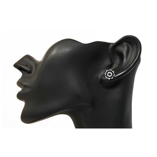 Anokhi Ada Metal Stud Earrings for Girls and Women (Silver and Black)-AF-01