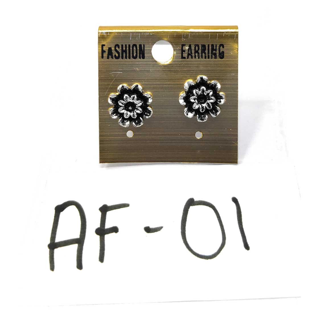 Anokhi Ada Metal Stud Earrings for Girls and Women (Silver and Black)-AF-01
