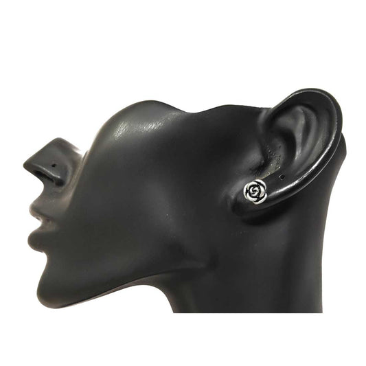 Anokhi Ada Metal Stud Earrings for Girls and Women (Silver and Black)-AF-02