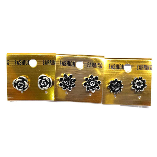 Anokhi Ada Metal Stud Earrings for Girls and Women (Silver and Black)-AF-04
