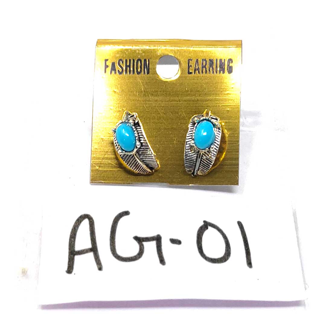 Anokhi Ada Metal J-Hoops Earrings for Girls and Women (Silver and Sky Blue)-AG-01