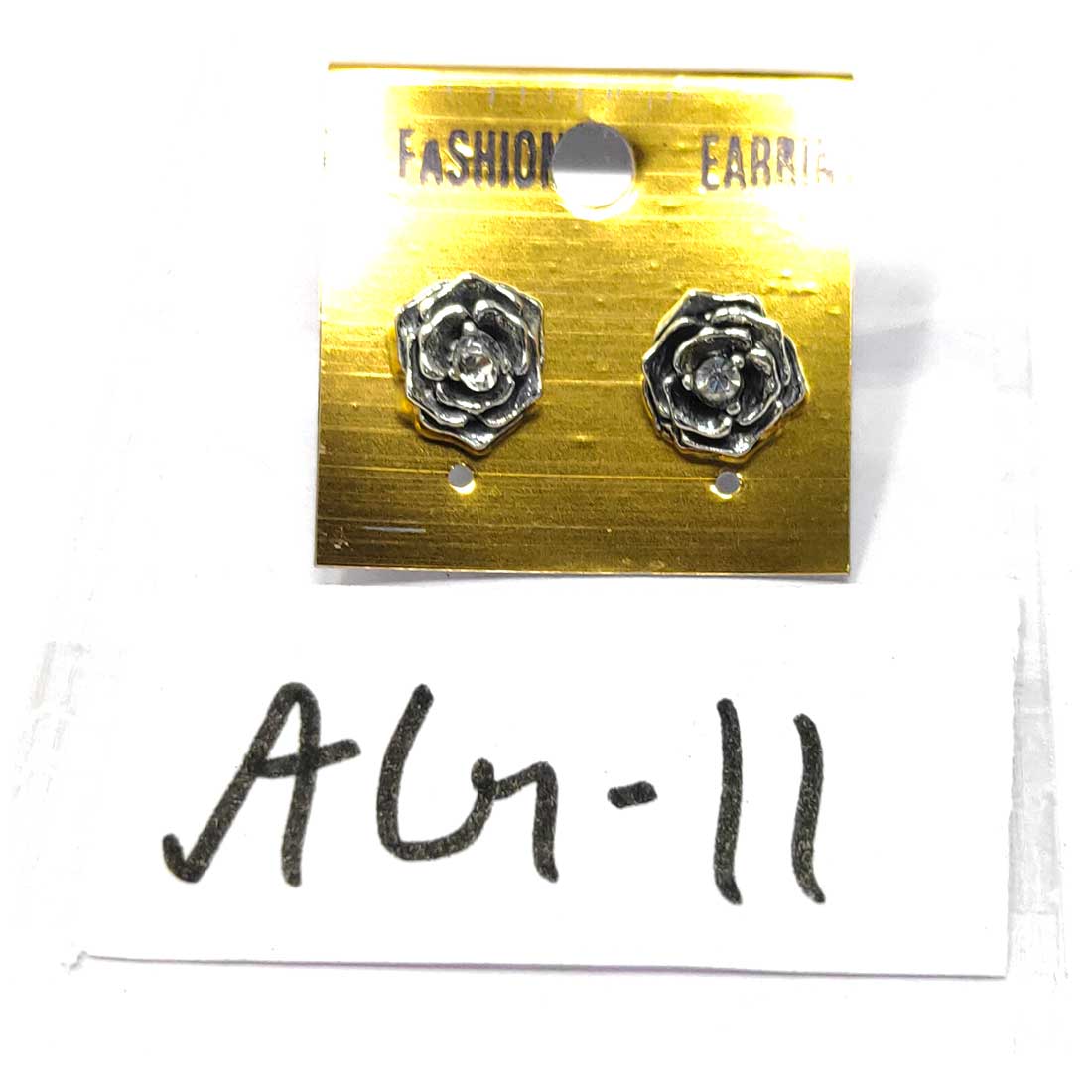 Anokhi Ada Metal Stud Earrings for Girls and Women (Silver)-AG-11