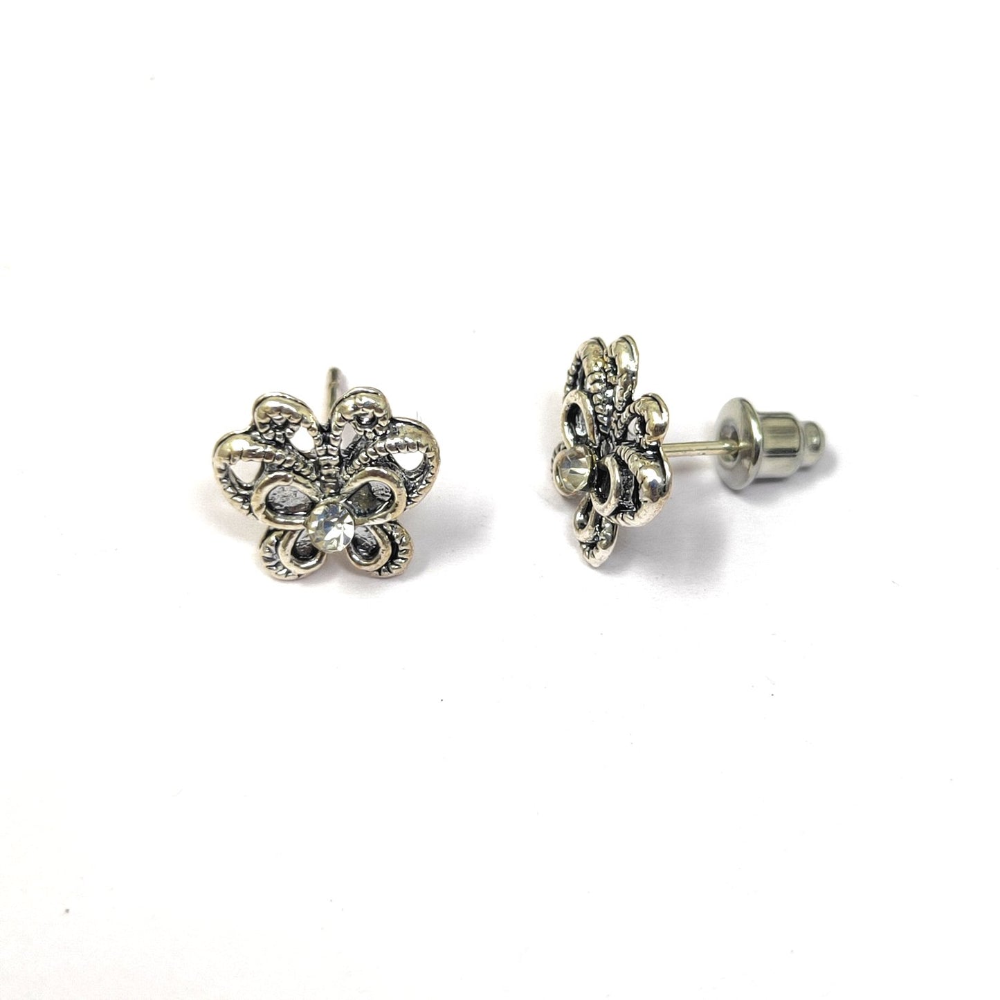 Anokhi Ada Metal Stud Earrings for Girls and Women (Silver)-AG-12