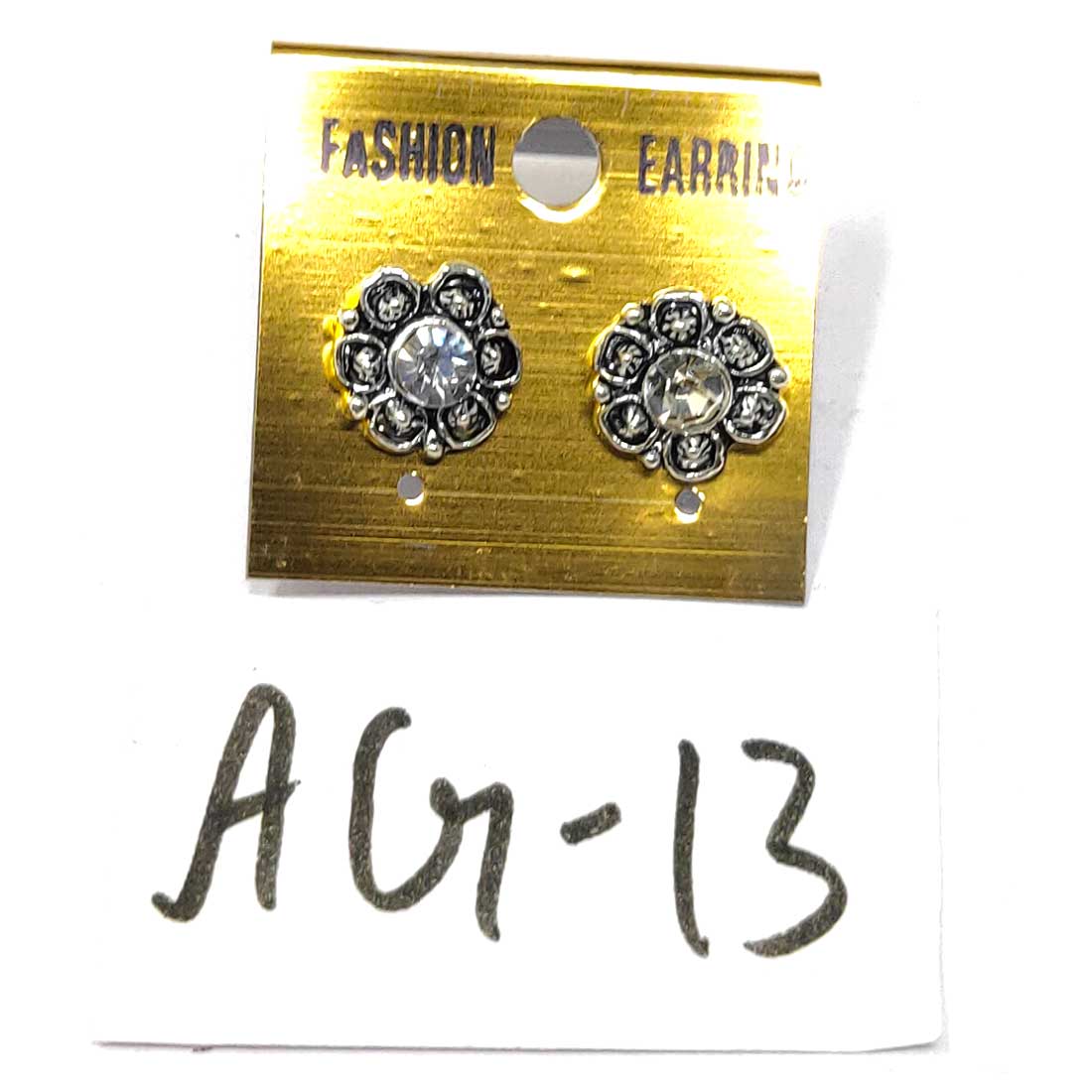 Anokhi Ada Metal Stud Earrings for Girls and Women (Silver)-AG-13
