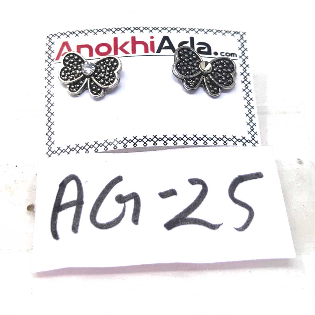 Anokhi Ada Metal Stud Earrings for Girls and Women (Silver)-AG-25