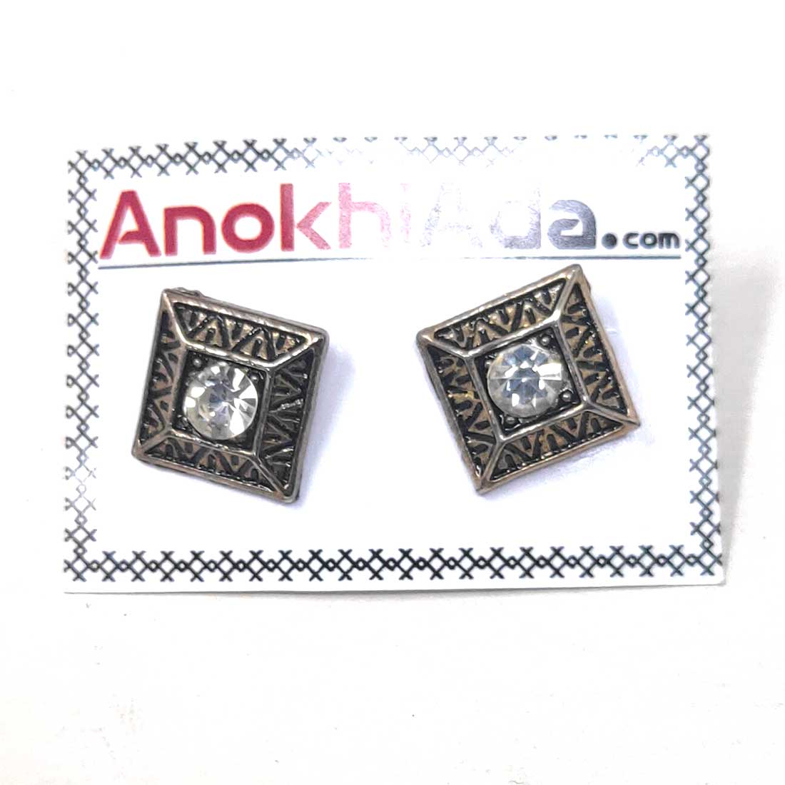 Anokhi Ada Metal Stud Earrings for Girls and Women (Silver)-AG-26