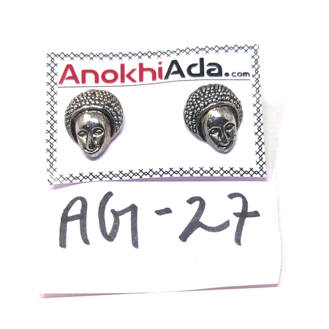 Anokhi Ada Metal Stud Earrings for Girls and Women (Silver)-AG-27