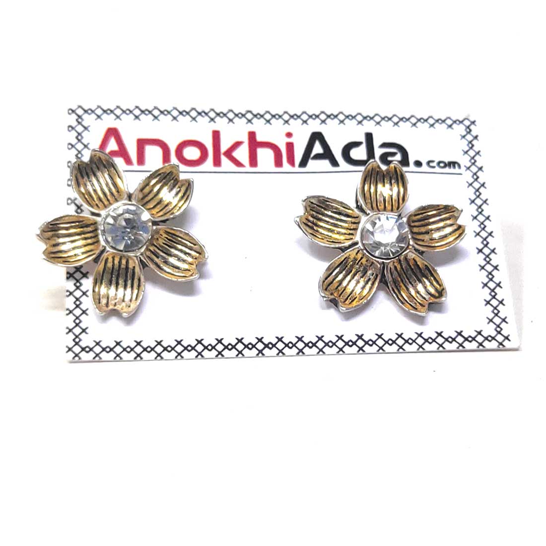 Anokhi Ada Metal Stud Earrings for Girls and Women (Golden)-AG-29