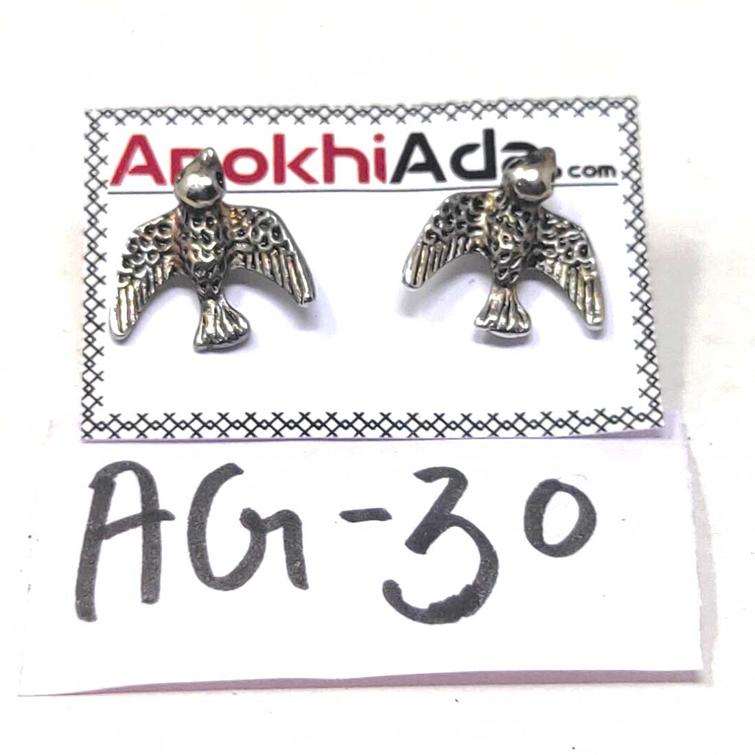 Anokhi Ada Metal Stud Earrings for Girls and Women (Silver)-AG-30