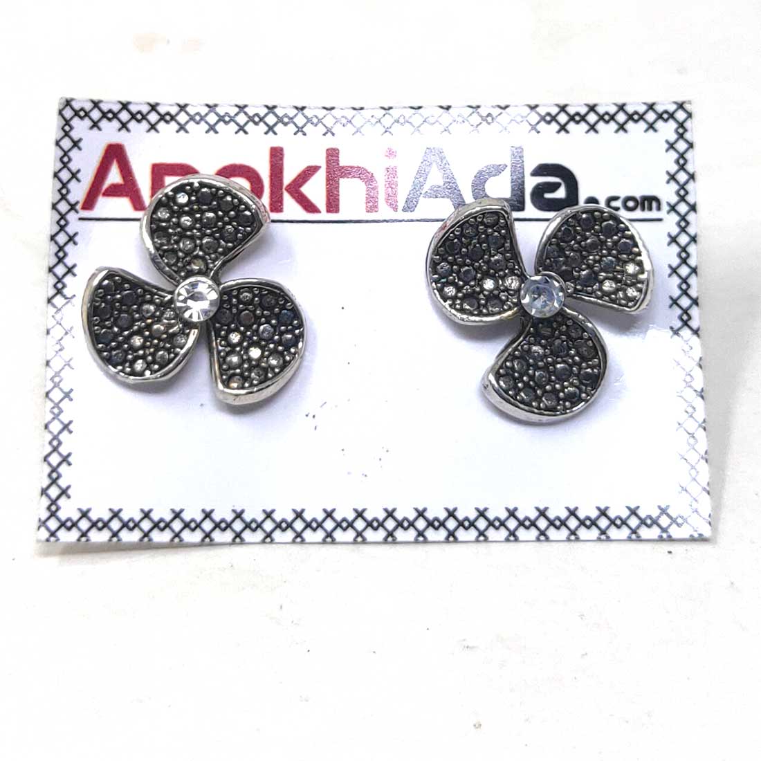 Anokhi Ada Metal Stud Earrings for Girls and Women (Silver)-AG-32