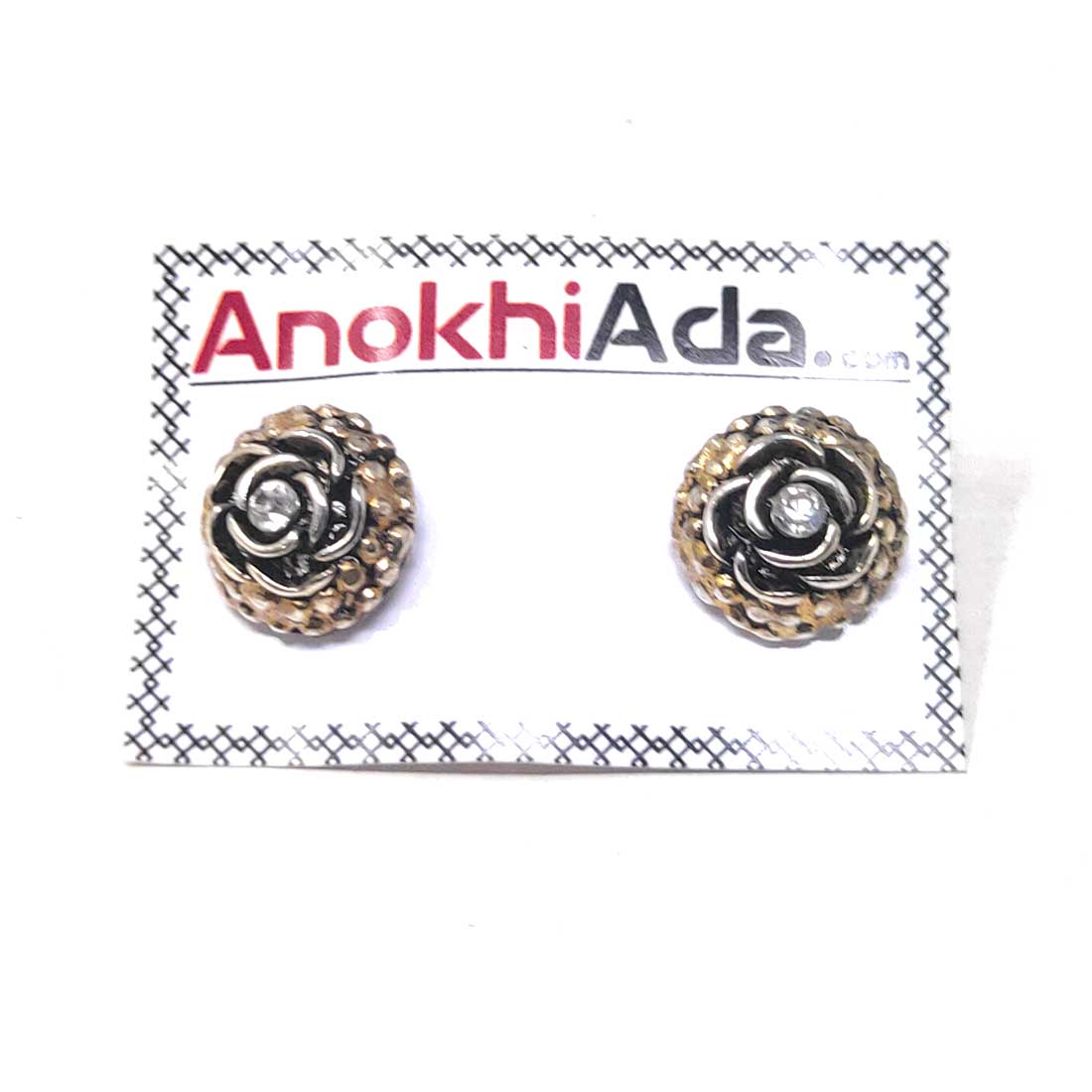 Anokhi Ada Metal Stud Earrings for Girls and Women (Silver)-AG-33