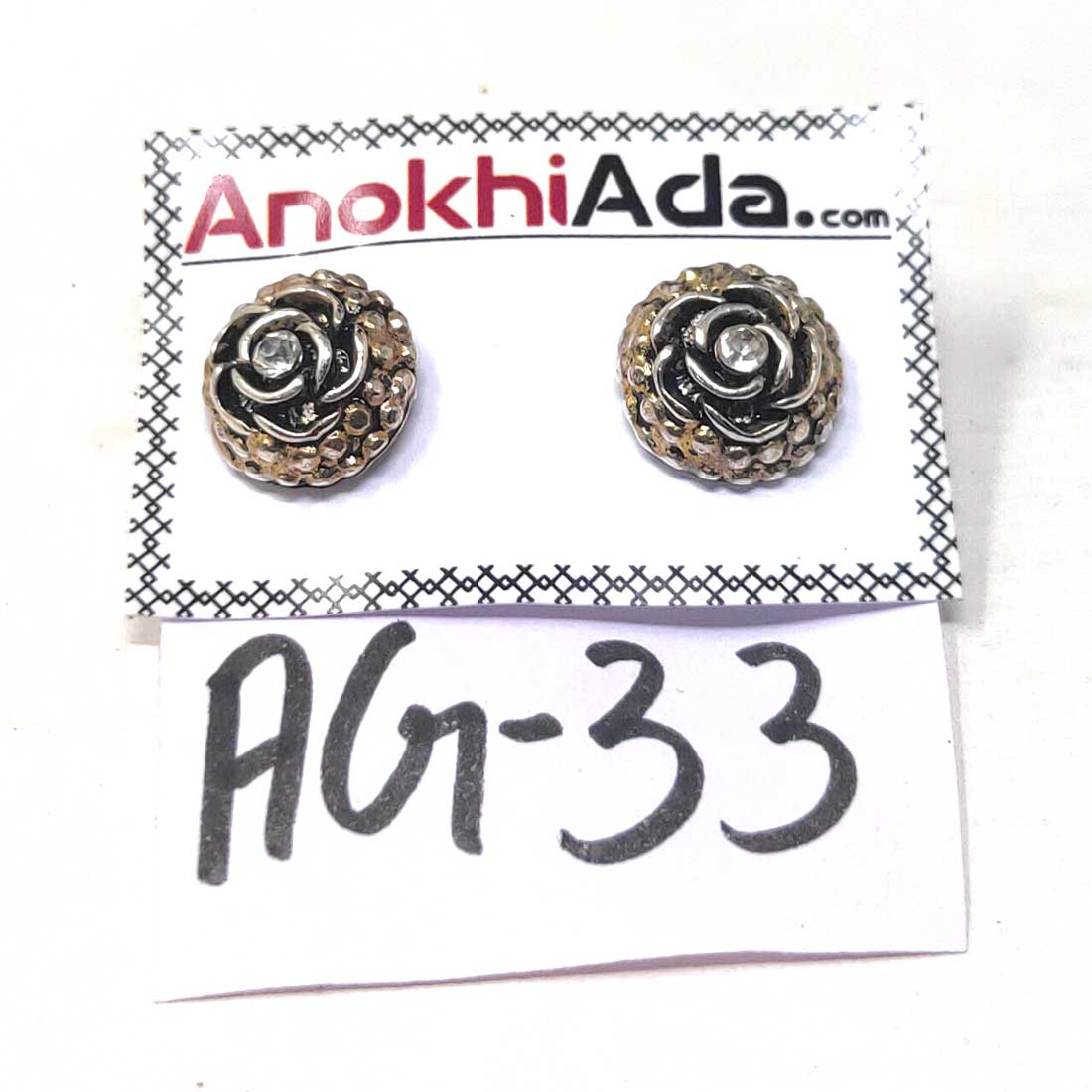 Anokhi Ada Metal Stud Earrings for Girls and Women (Silver)-AG-33