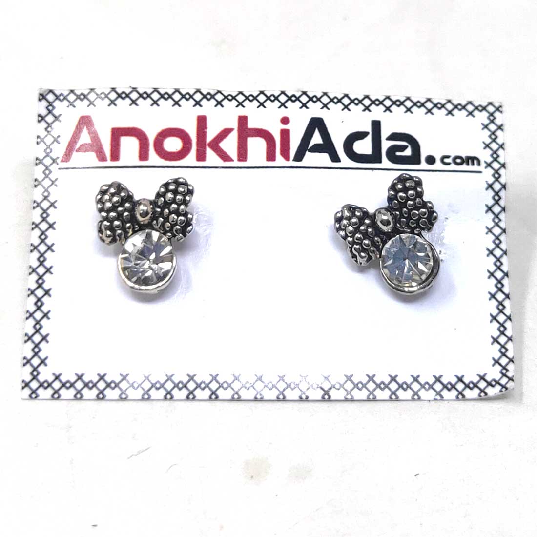 Anokhi Ada Metal Stud Earrings for Girls and Women (Silver)-AG-37