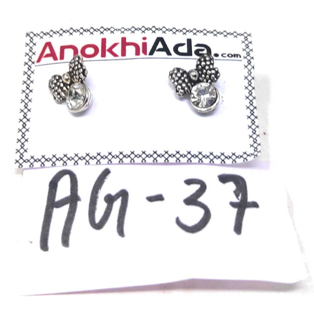 Anokhi Ada Metal Stud Earrings for Girls and Women (Silver)-AG-37