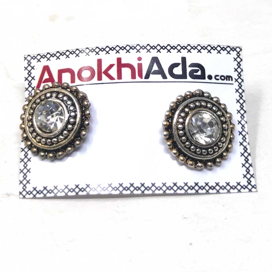Anokhi Ada Metal Stud Earrings for Girls and Women (Silver)-AG-38