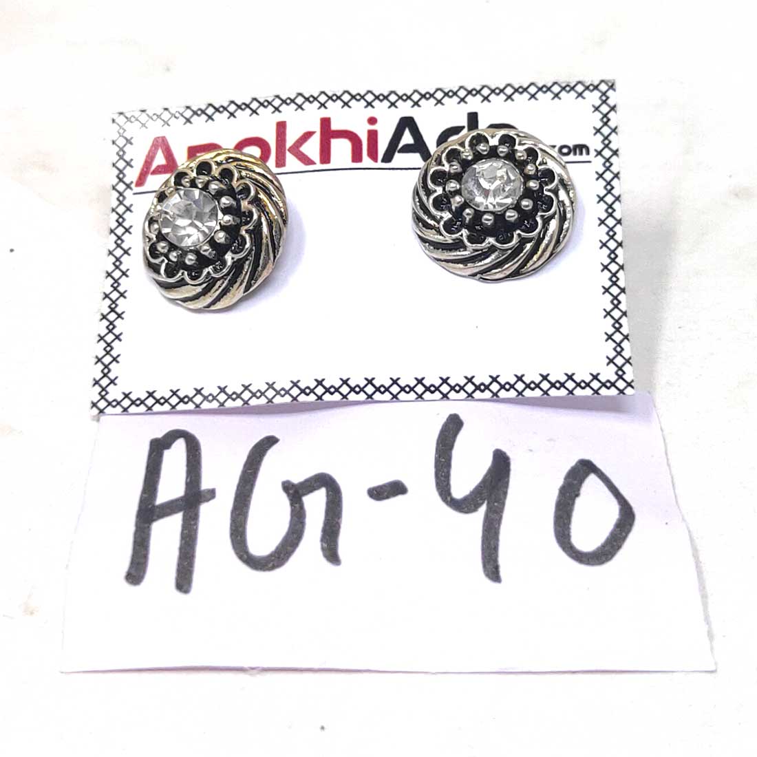 Anokhi Ada Metal Stud Earrings for Girls and Women  (Silver)-AG-40