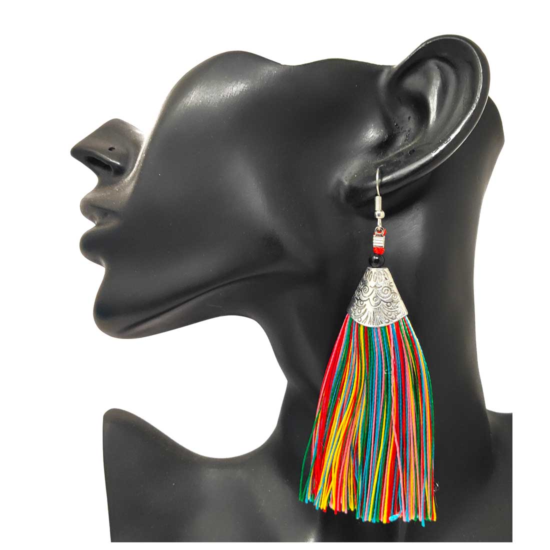 Anokhi Ada Metal Dangle Earrings with Tassel for Girls and Women (Multi colour)-AH-03