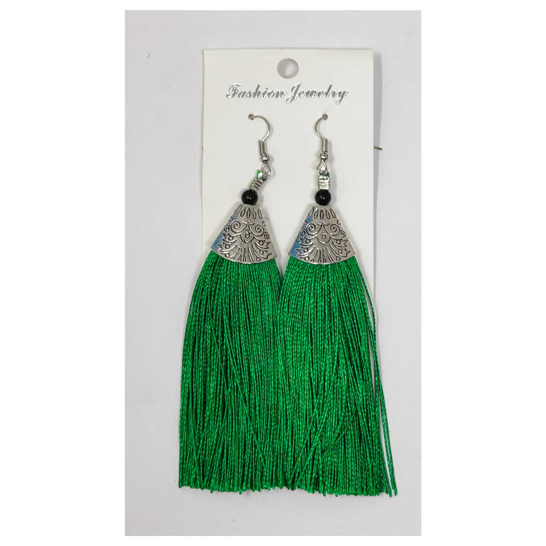 Anokhi Ada Metal Dangle Earrings with Tassel for Girls and Women  (Green)-AH-04