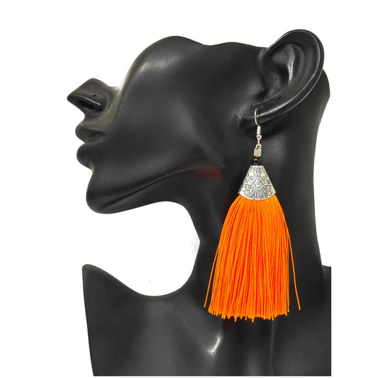 Anokhi Ada Metal Dangle Earrings with Tassel for Girls  and Women  (Orange)-AH-08