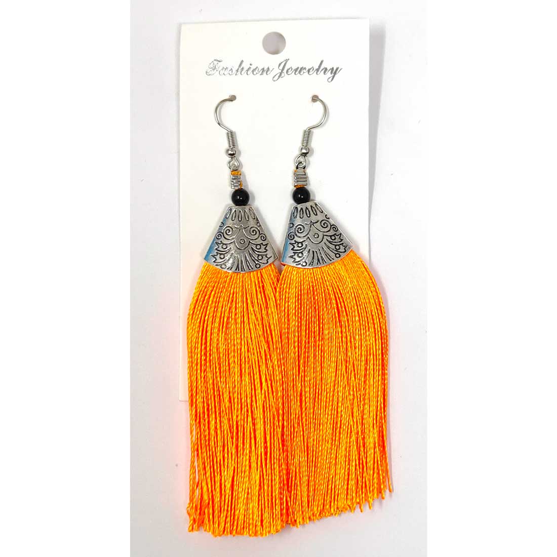 Anokhi Ada Metal Dangle Earrings with Tassel for Girls  and Women  (Orange)-AH-08