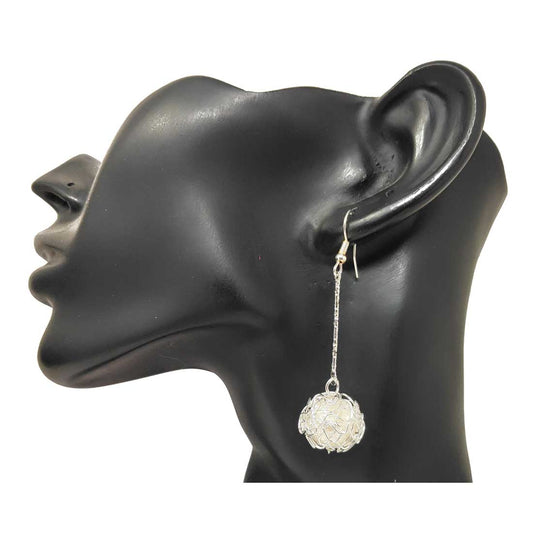 Anokhi Ada Metal Drop and Dangle Earrings for Girls and Women (Silver and White )-AI-02