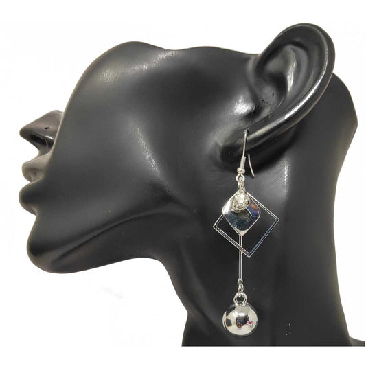 Anokhi Ada Metal Drop and Dangle Earrings for Girls and Women (Silver)-AI-04