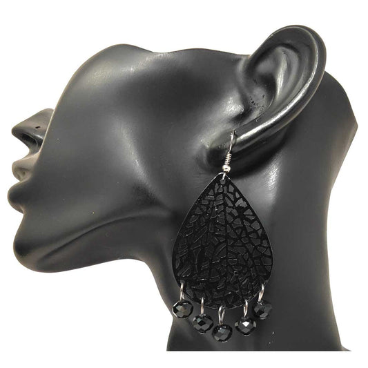 Anokhi Ada Metal Drop and Dangle Earrings for Girls and Women (Black)-AJ-02
