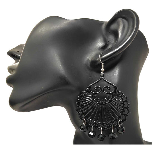 Anokhi Ada Metal Drop and Dangle Earrings for Girls and Women (Black)-AJ-03