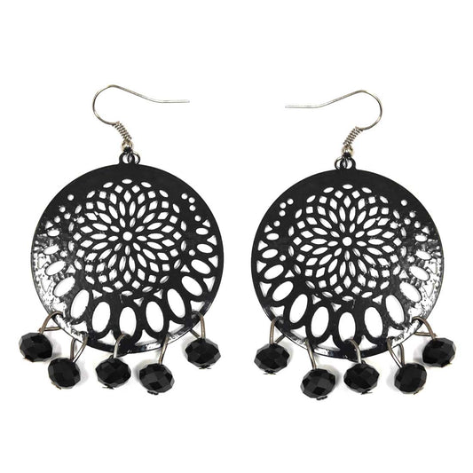 Anokhi Ada Metal Drop and Dangle Earrings for Girls and Women (Black)-AJ-04