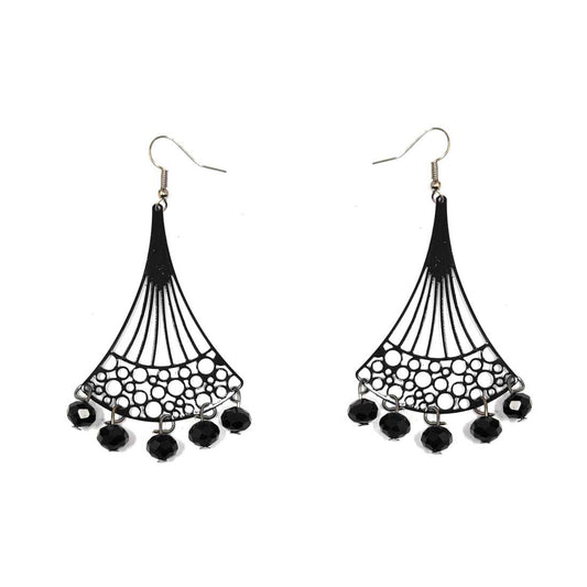 Anokhi Ada Metal Drop and Dangle Earrings for Girls and Women (Black)-AJ-05