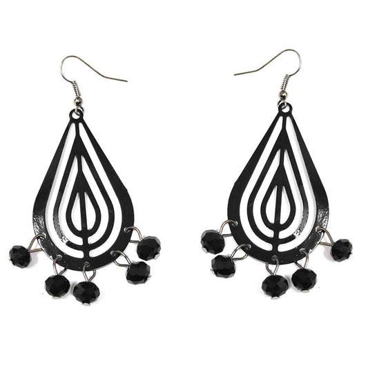 Anokhi Ada Metal Drop and Dangle Earrings for Girls and Women (Black)-AJ-06