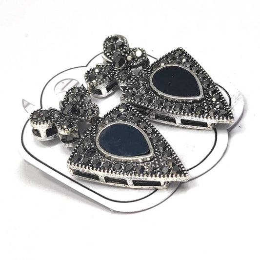 Anokhi Ada Metal Drop and Dangle Earrings for Girls and Women (Silver and Black)-AJ-09