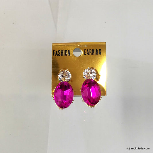 Anokhi Ada Metal Drop and Dangle Earrings for Girls and Women (Dark Pink)-AK-09