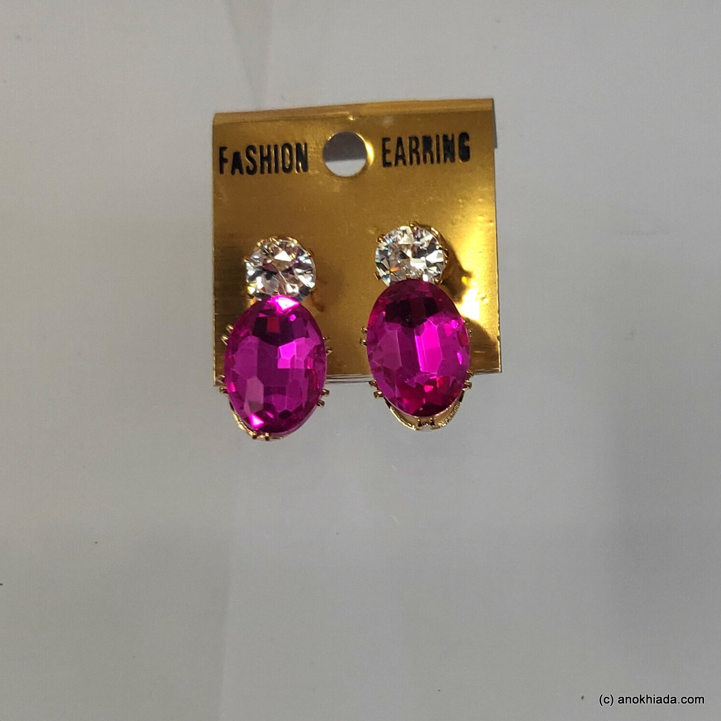 Anokhi Ada Metal Drop and Dangle Earrings for Girls and Women (Dark Pink)-AK-09
