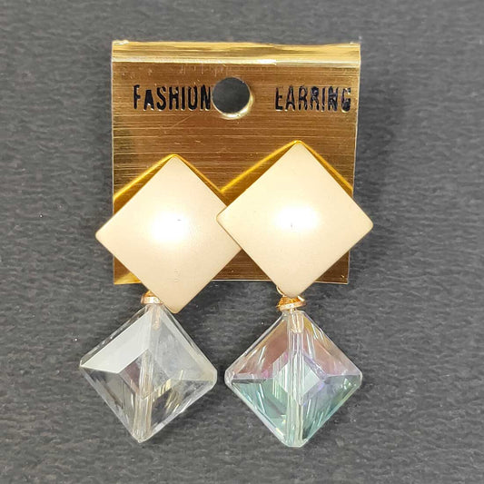 Anokhi Ada Metal Drop and Dangle Earrings for Girls and Women (White)-AK-14