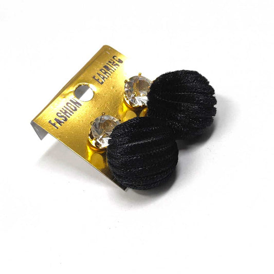 Anokhi Ada Metal and Velvet Drop and Dangle Earrings for Girls and Women (Black)-AK-17