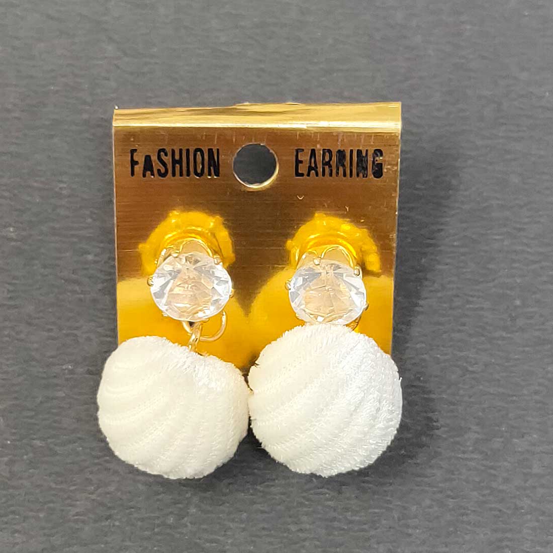 Anokhi Ada Metal and Velvet Drop and Dangle Earrings for Girls and Women (White)-AK-20