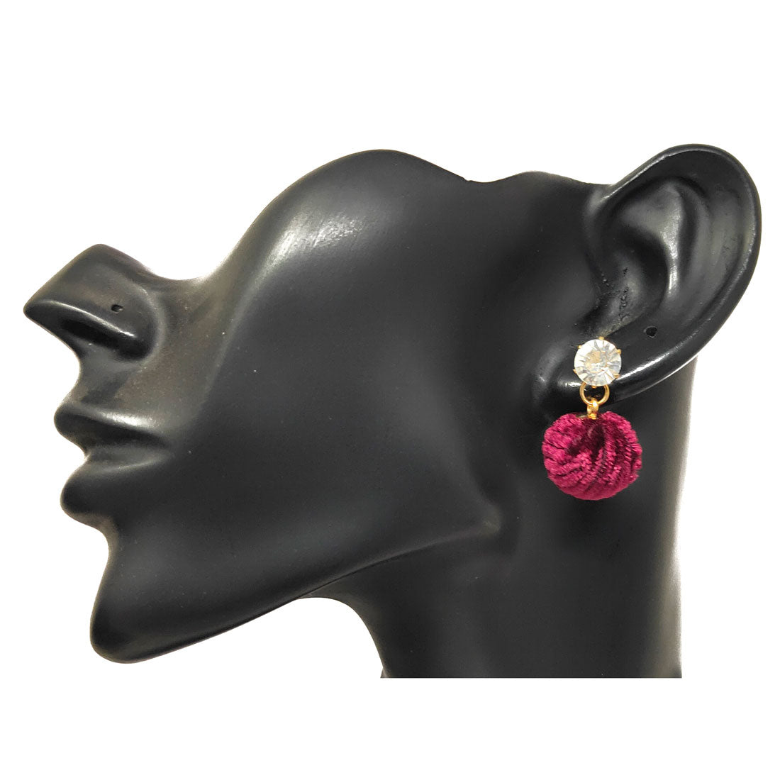 Anokhi Ada Metal and Velvet Drop and Dangle Earrings for Girls and Women (Magenta Pink)-AK-21