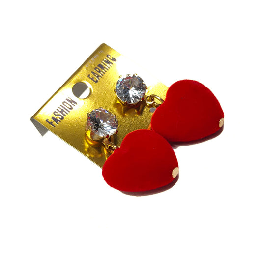 Anokhi Ada Metal and Velvet Drop and Dangle Earrings for Girls and Women (Red)-AK-22